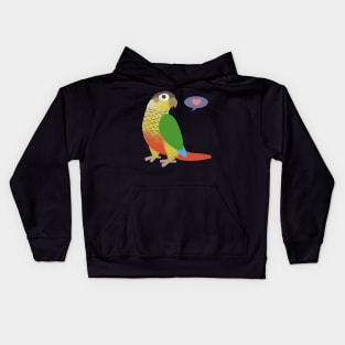 Yellow Sided Green Cheek Conure Kids Hoodie